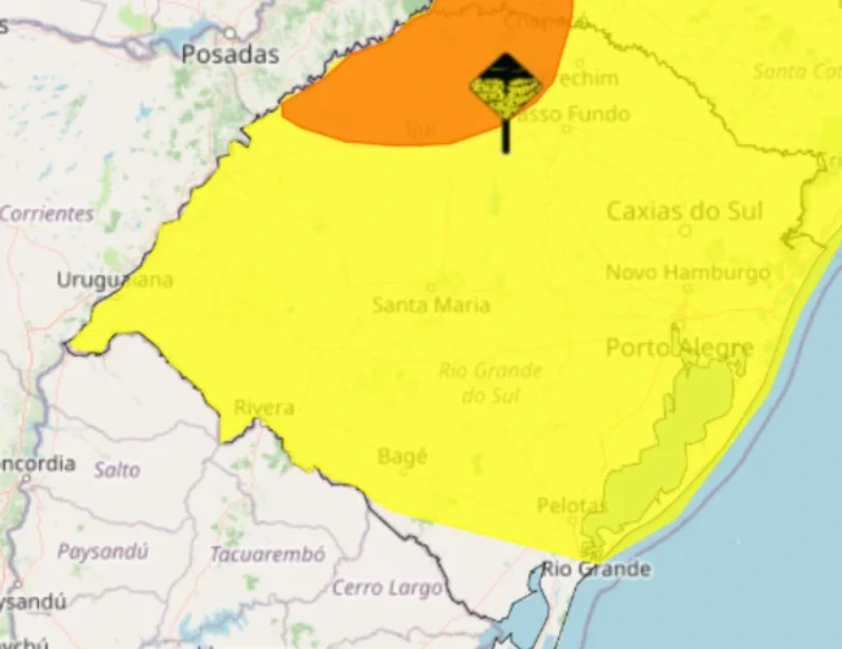 Domingo terá alerta de tempestade em quase todo o RS
