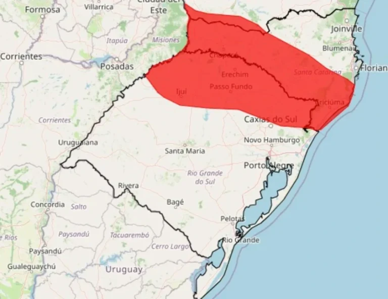 Alerta vermelho: chuva extrema no RS até quinta
