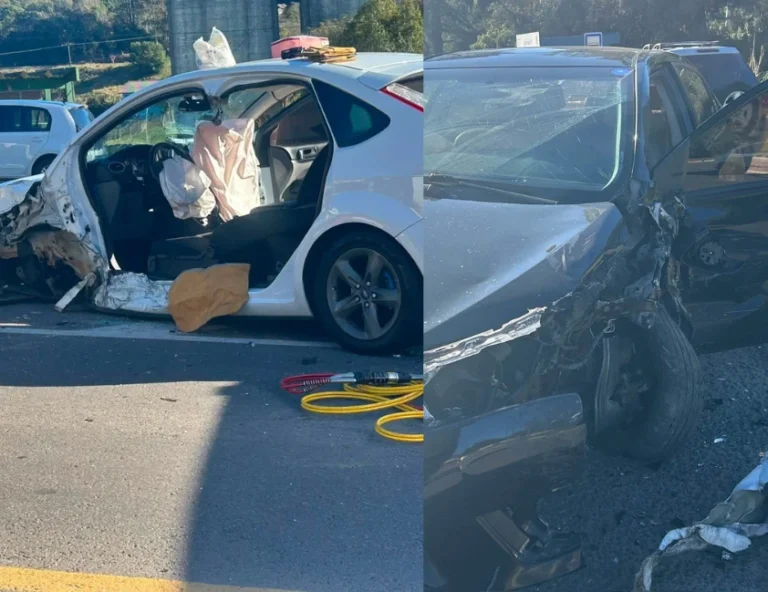Acidente na BR-470 em Garibaldi deixa motorista presa às ferragens no trevo do Silo da Cesa
