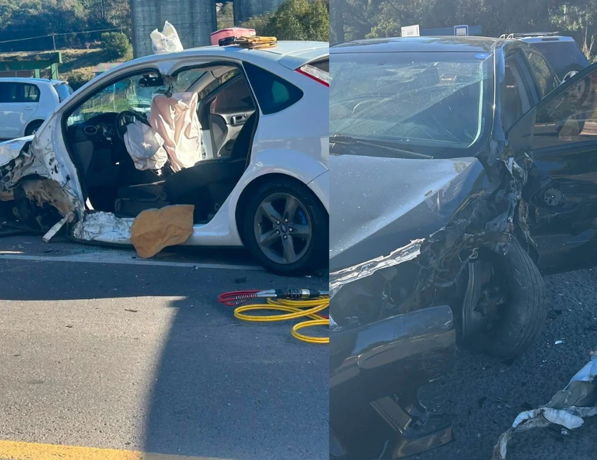 Acidente na BR-470 em Garibaldi deixa motorista presa às ferragens no trevo do Silo da Cesa