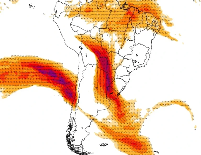 Rio atmosférico se aproxima da América do Sul
