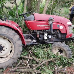 Trator cai em barranco de 8 metros e fere agricultor em Farroupilha