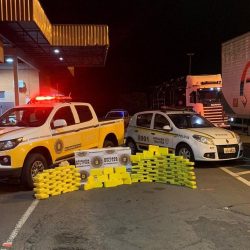 Caminhão com placas de Bento Gonçalves apreendido com 100 quilos de drogas