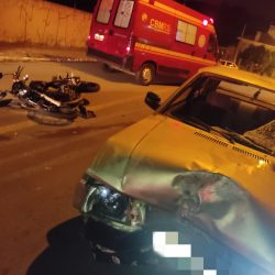 Colisão frontal entre moto e carro deixa três pessoas feridas no Fátima