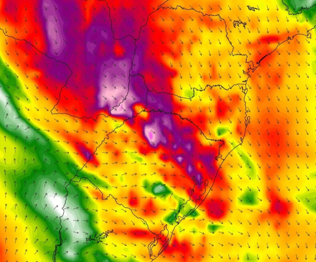 vendavais fortes no Sul, Centro-Oeste e Sudeste do Brasil