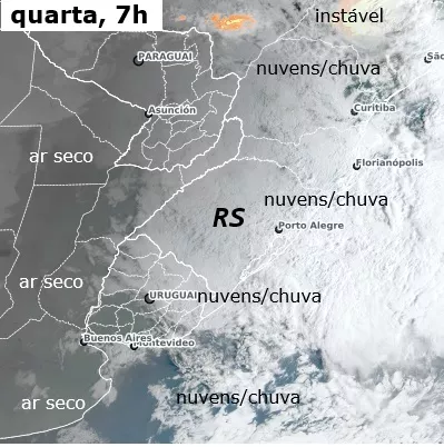Chuva sobre o Rio Grande do Sul; previsão de Cléo Kuhn indica instabilidade até sexta e pancadas no domingo de Finados.