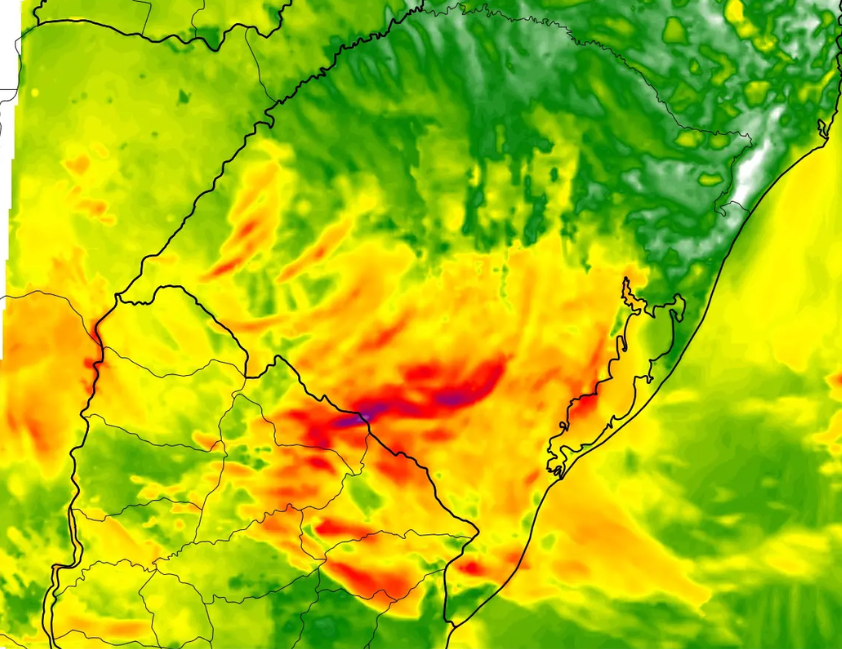 Mudança do tempo no RS traz risco de vendavais e chuva forte, especialmente na Metade Sul, com instabilidade avançando ao longo do dia.