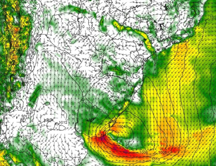 Ciclone extratropical gera alerta de tempestades e vendavais no Sul do Brasil. Rio Grande do Sul deve ser o estado mais afetado, segundo o Inmet.