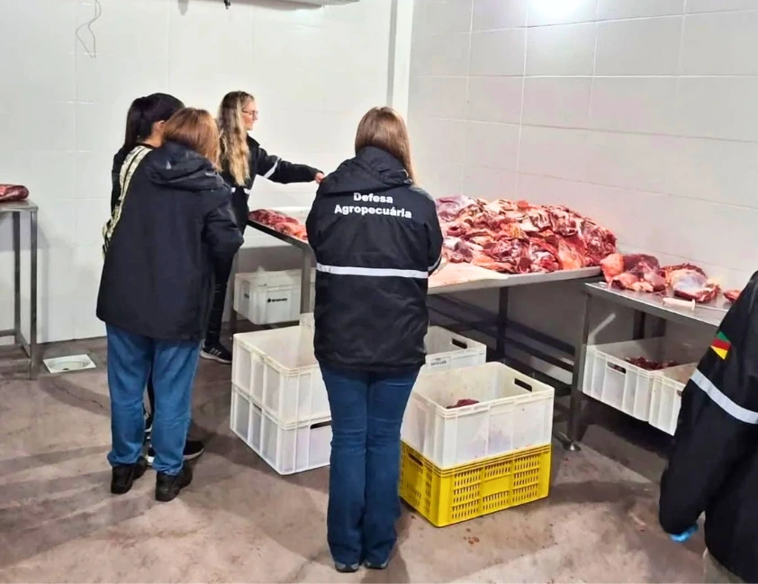 Operação apreende 977 kg e fecha depósito de carnes em Bento