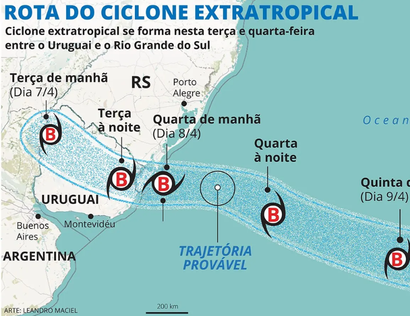 Ciclone extratropical: veja quais cidades estão na rota de vento forte